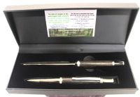 DESK SET Wooden Bog Oak Titanium  Pen and matching Wooden Chrome finish Letteropener -  in Wooden presentation case
